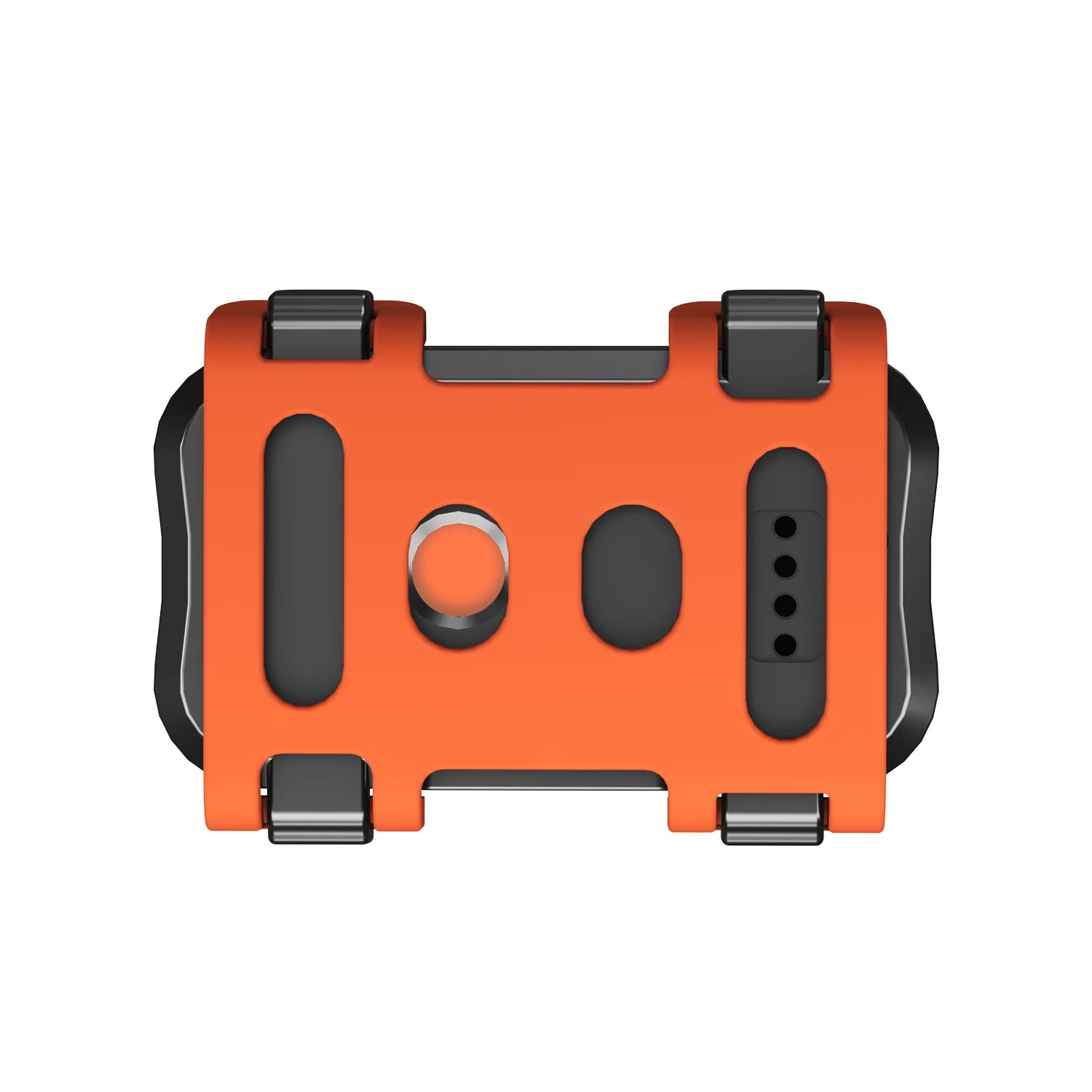 Trackrhino GPS Tracker — Back View with Orange Silicone Case