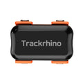 Trackrhino GPS Tracker — Front View with High-Visibility Orange Case